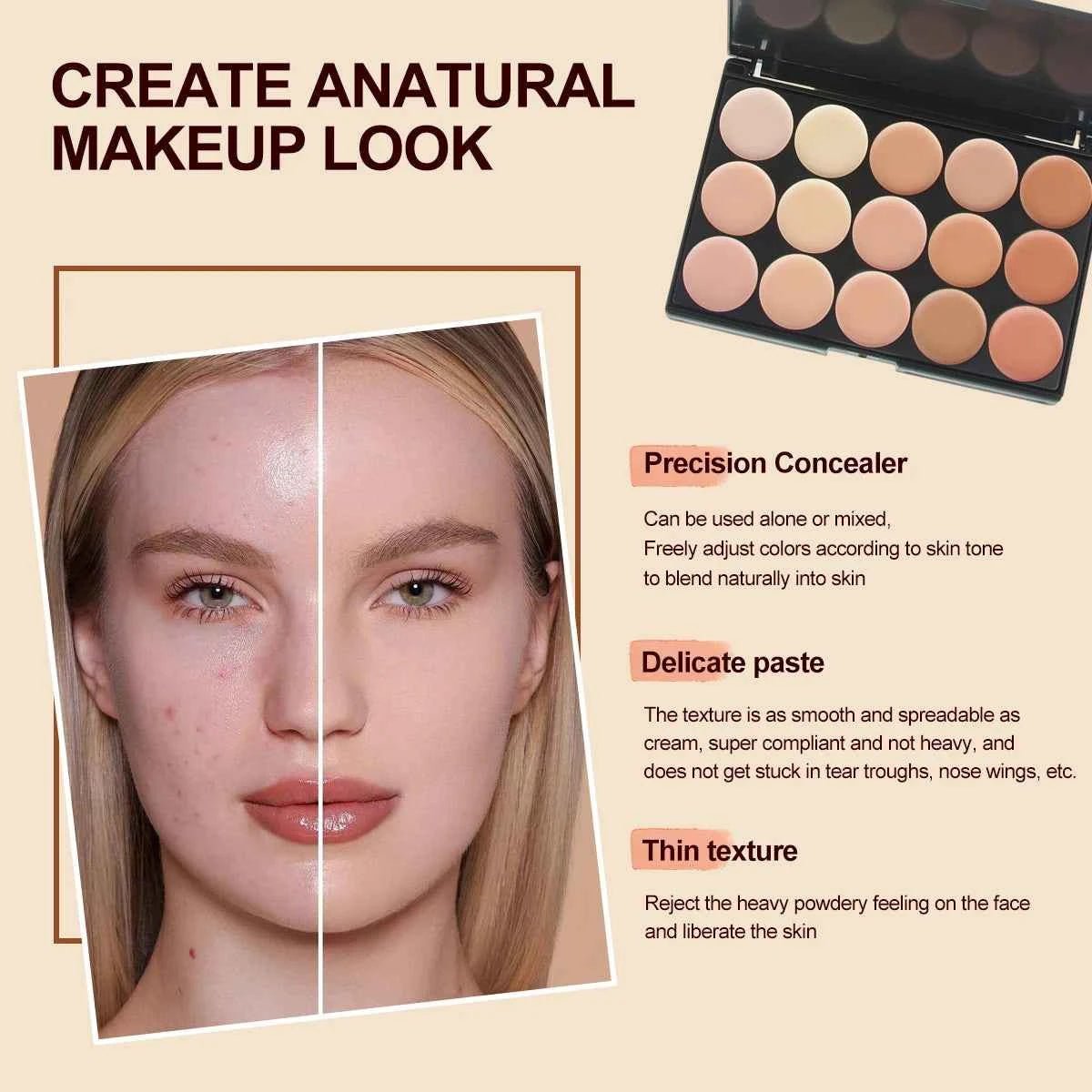 Correcteur de Visage Professionnel – Palette de 15 Teintes pour un Teint Parfait - SKINOVA
