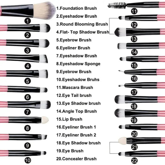 Ensemble de 20 Pinceaux de Maquillage Professionnels pour un Fini Parfait - SKINOVA