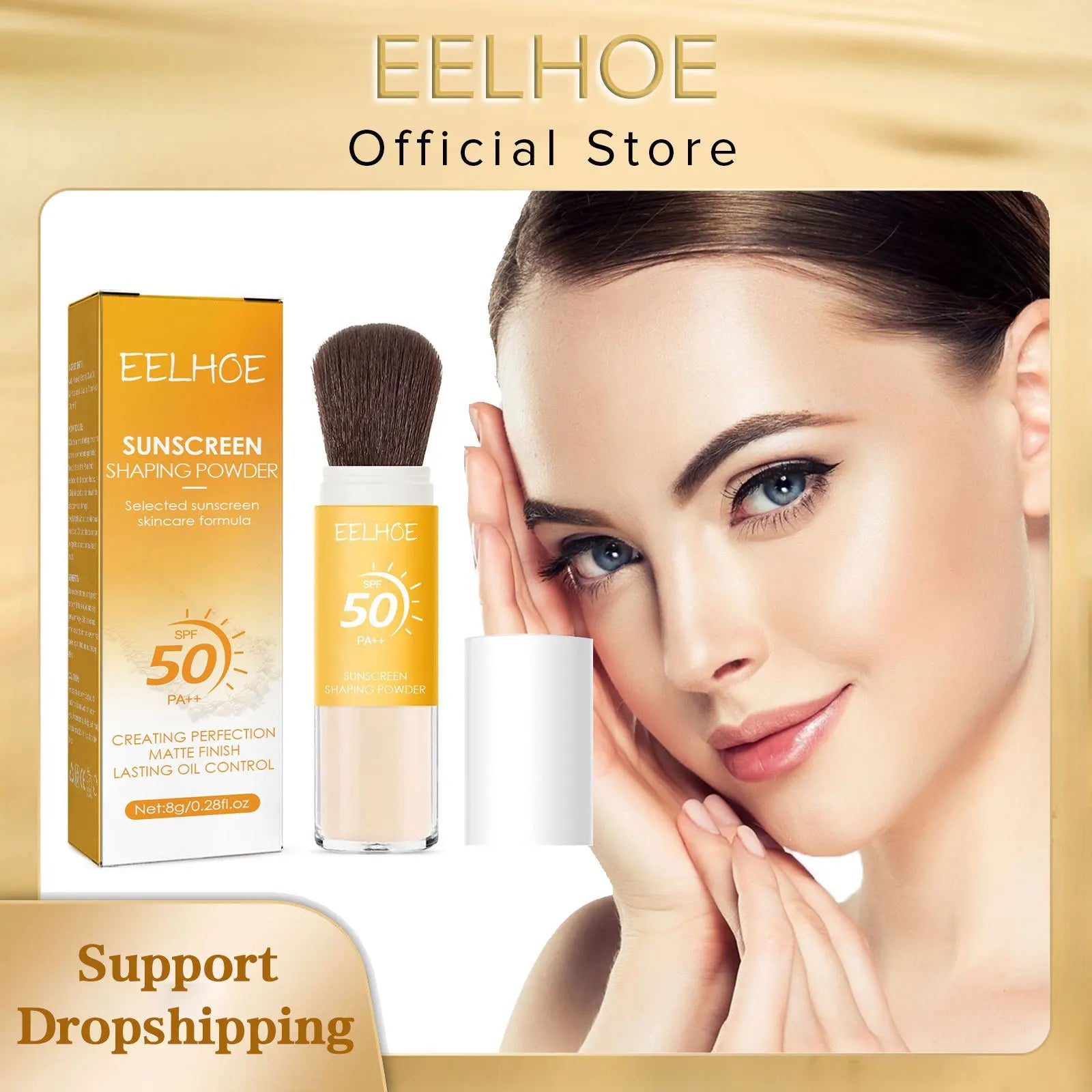 Poudre de Finition Maquillage SPF 50 – Contrôle Sébum, Waterproof & Longue Durée | EELHOE 8g