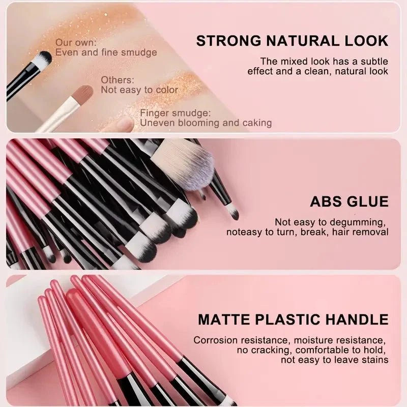 Ensemble de 20 Pinceaux de Maquillage Professionnels pour un Fini Parfait - SKINOVA