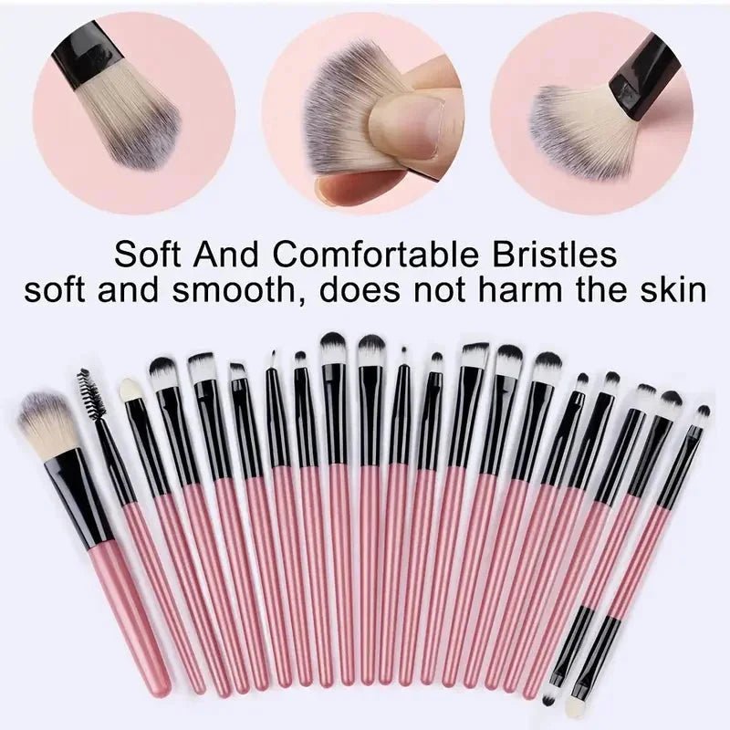 Ensemble de 20 Pinceaux de Maquillage Professionnels pour un Fini Parfait - SKINOVA