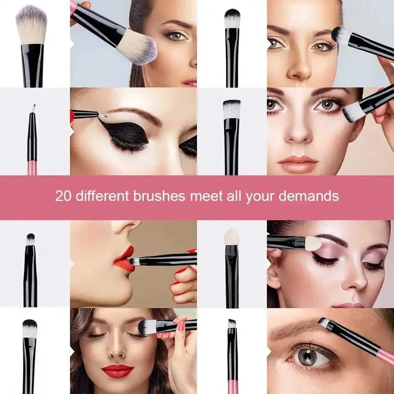 Ensemble de 20 Pinceaux de Maquillage Professionnels pour un Fini Parfait - SKINOVA